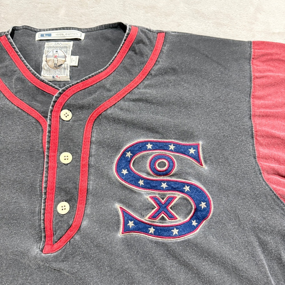 VTG Cooperstown Collection Chicago White Sox Henley Jersey Shirt Mens L MLB 90s - Picture 4 of 10